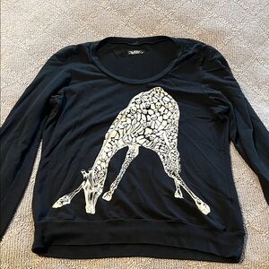Lauren moshi Black sweatshirt with Giraffe Print and tank with rainbow lips